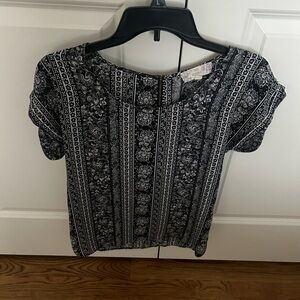 Pink Republic Black and White Boxy Blouse with Peter Pan Collar